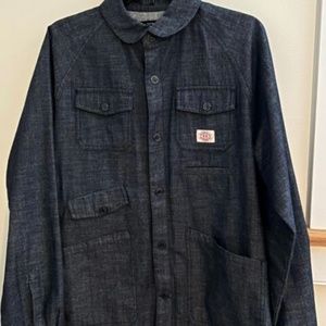 Crooks and castles men’s lightweight lined coat in dark blue denim